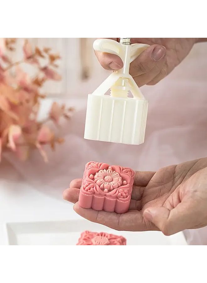 75g Classic Square Mooncake Mold Set 4 Pcs Non Stick Hand Press Baking Tool - Image 1