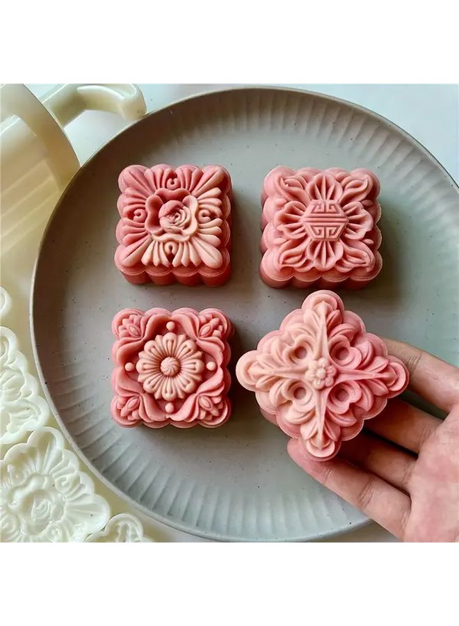 75g Classic Square Mooncake Mold Set 4 Pcs Non Stick Hand Press Baking Tool - Image 5