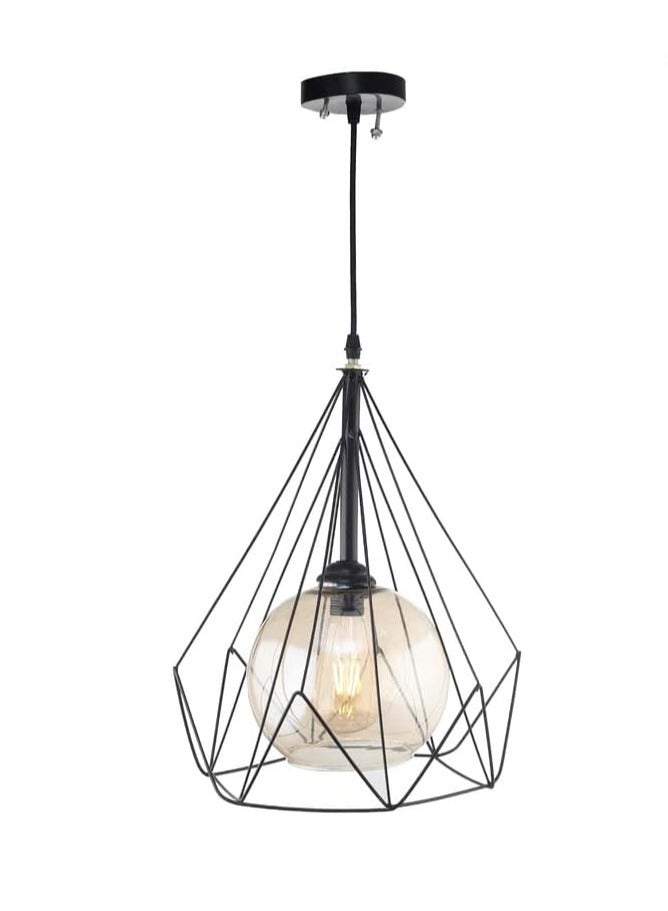 Modern Diamond Shape Metal Chandelier Xi, Black UnSaLi-20