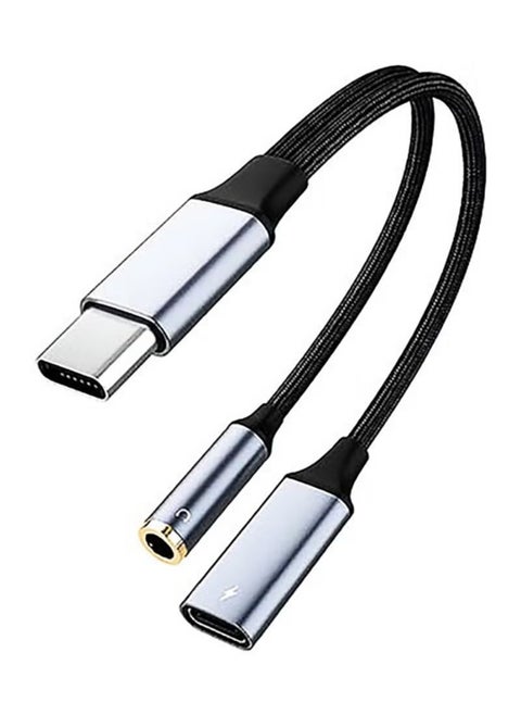 USB Type-C to 3.5mm headphone and charger adapter compatible with iPhone 16 15/14,Galaxy S24 S23 S22