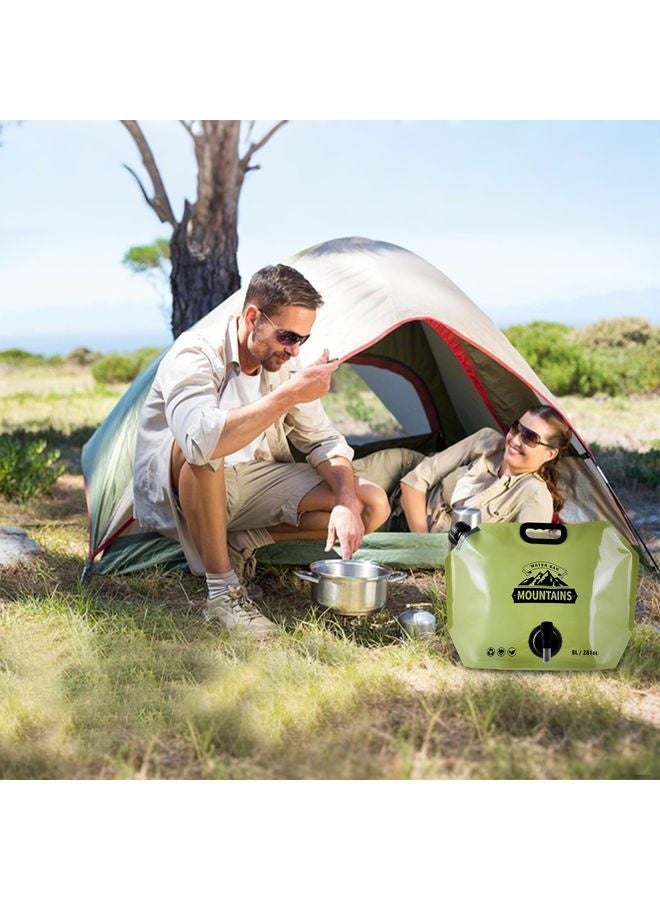 HOMESTAR Collapsible 8L Water Storage Bag, BPA-Free Portable Folding Water Jug with Adjustable Faucet, Leakproof Emergency Water Bag for Camping, Hiking, Riding, Outdoor Sport (GREEN, 1) - Image 2