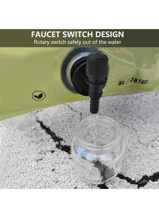 HOMESTAR Collapsible 8L Water Storage Bag, BPA-Free Portable Folding Water Jug with Adjustable Faucet, Leakproof Emergency Water Bag for Camping, Hiking, Riding, Outdoor Sport (GREEN, 1) - Image 4