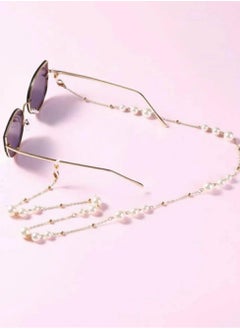 RA accessories Women Eyeglasses Golden Metal Chain With Pearls Also Use As Necklace  - Image 1