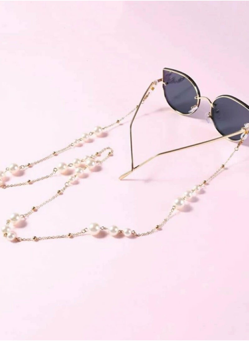 RA accessories Women Eyeglasses Golden Metal Chain With Pearls Also Use As Necklace  - Image 3
