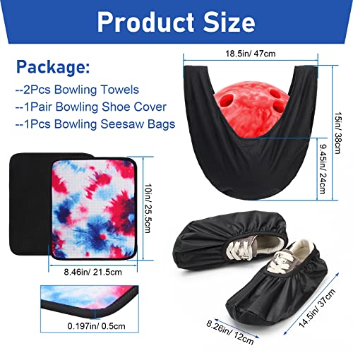 Anglekai 4 Pack Bowling Ball Accessory Kit, 10" x 8" Bowling Ball Towels/Polisher Bag/Shoe Protector Covers for Clean/Storage - Image 2
