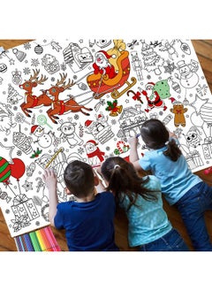 HOWAF Giant Christmas Coloring Poster With 24 Paint Pens, Jumbo Paper Coloring Banner Or Tablecloth For Kids Indoor Arts And Crafts Activity, Coloring Table Cover Banner For Christmas Party Supplies  - Image 5
