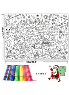 HOWAF Giant Christmas Coloring Poster With 24 Paint Pens, Jumbo Paper Coloring Banner Or Tablecloth For Kids Indoor Arts And Crafts Activity, Coloring Table Cover Banner For Christmas Party Supplies  - Image 4
