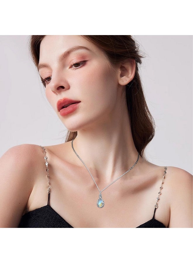 JUSTKIDSTOY Cat Urn Necklace for Ashes S925 Sterling Silver Moonstone Teardrop Pendant Necklace Pet Cremation Jewelry Keepsake Memorial Gifts for Women - Image 5