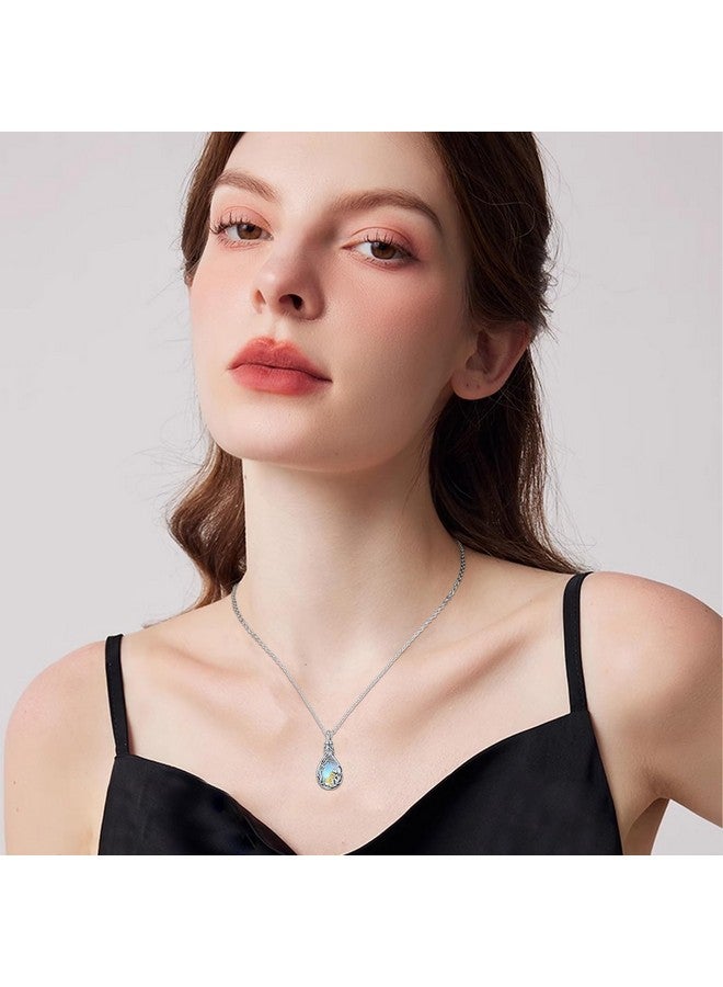 JUSTKIDSTOY Cat Urn Necklace for Ashes S925 Sterling Silver Moonstone Teardrop Pendant Necklace Pet Cremation Jewelry Keepsake Memorial Gifts for Women - Image 4