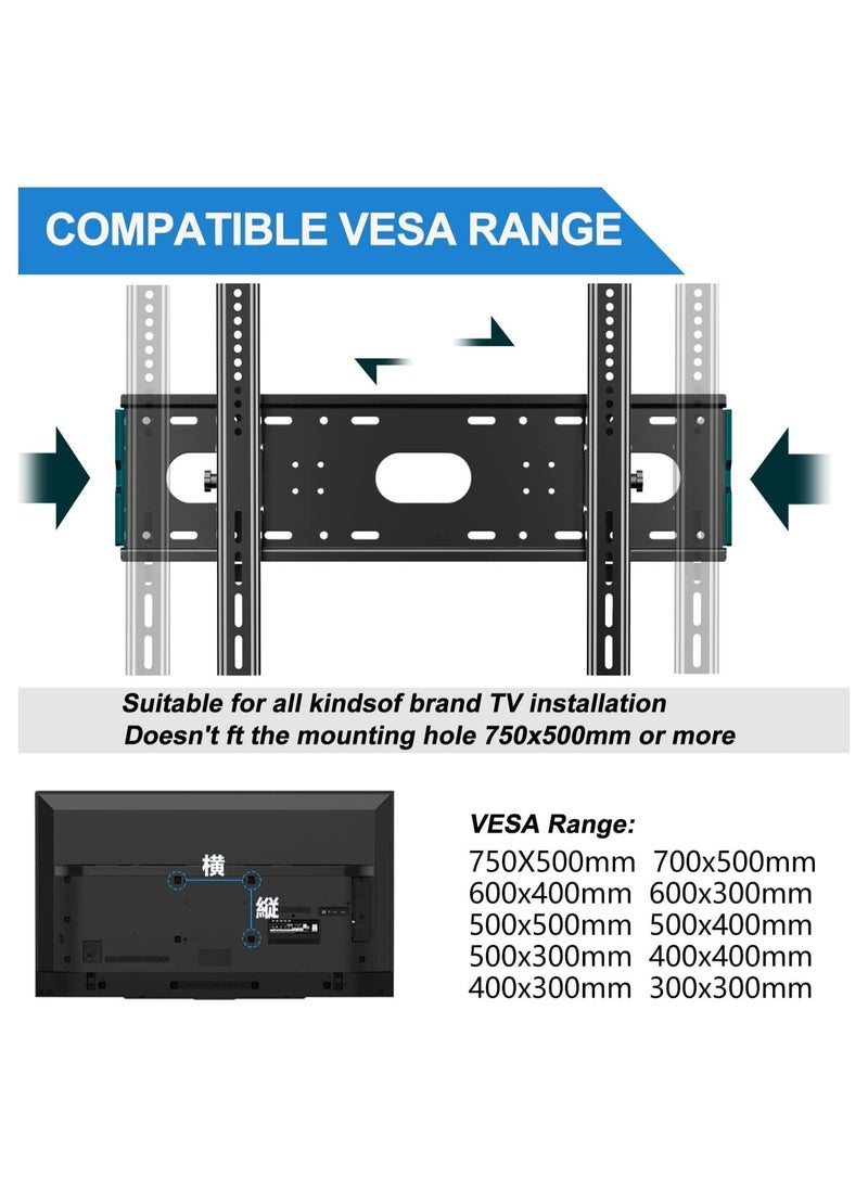 Generic Heavy-Duty TV Wall Mount Bracket - Fits 42-80 Inch Flat & Curved Screens, VESA up to 750x500mm, Supports 220 lbs, Compatible with 16", 18", 24" Studs  - Image 4