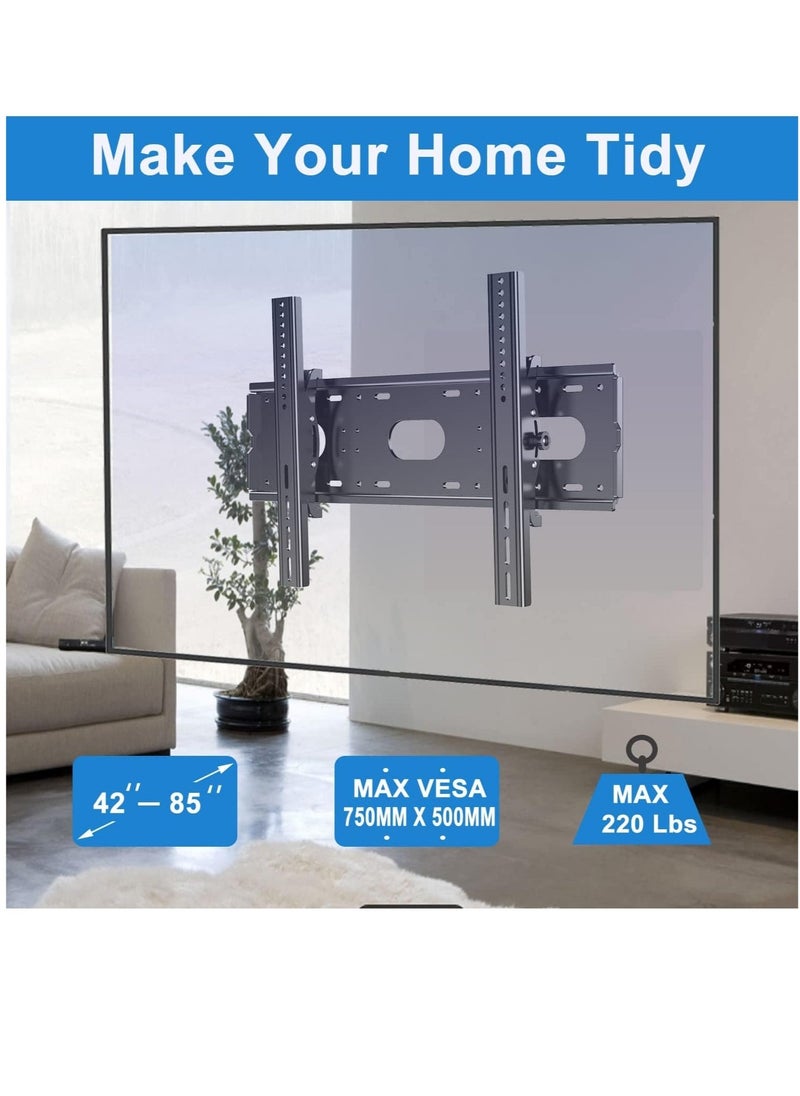 Generic Heavy-Duty TV Wall Mount Bracket - Fits 42-80 Inch Flat & Curved Screens, VESA up to 750x500mm, Supports 220 lbs, Compatible with 16", 18", 24" Studs  - Image 3