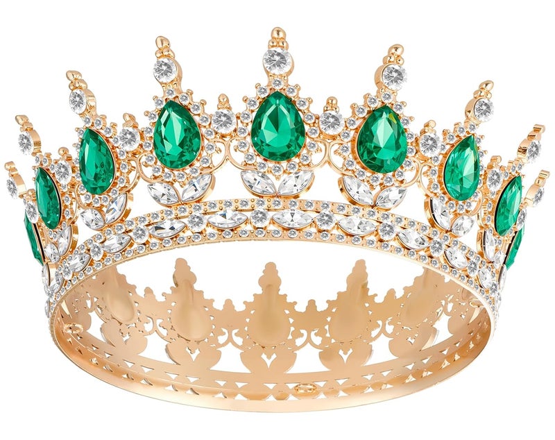 Papoopy Crown for Women, Queen Crown Tiara for Birthday Party (Green) - Image 1
