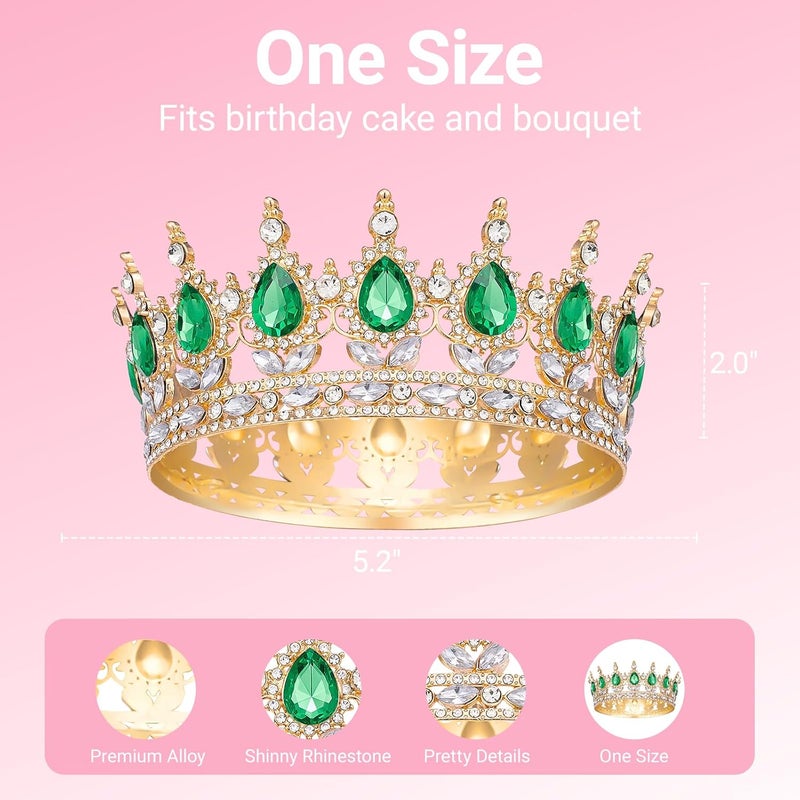 Papoopy Crown for Women, Queen Crown Tiara for Birthday Party (Green) - Image 2