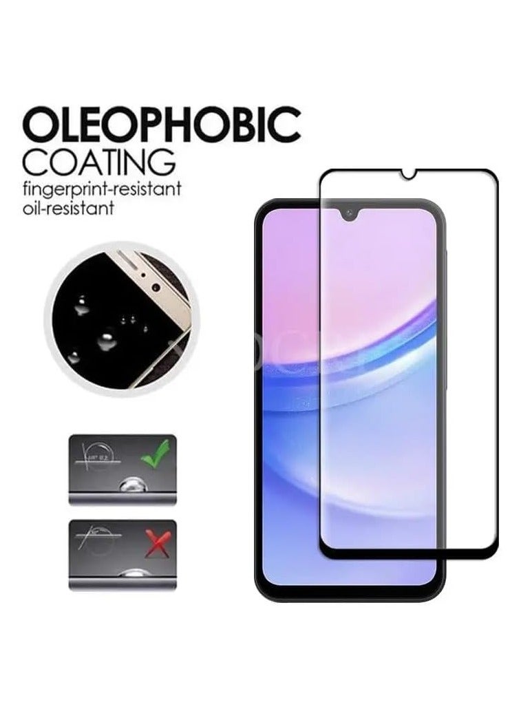 For Samsung Galaxy A15 Screen Protector Tempered Glass Full Coverage HD Anti-Scratch Bubble-Free Tempered Film 2 Pack