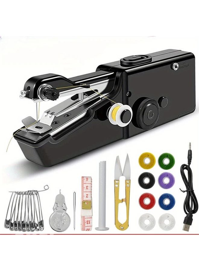 Portable Mini Sewing Machine USB Powered Cordless Hand Held Black For Family Travel - Image 4