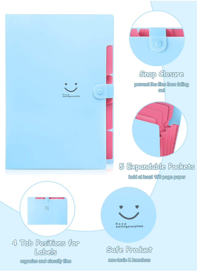 Expanding File Folder, 5 Pockets A4 Letter Size Accordion Folders , Folder Organizer for School and Office Organization