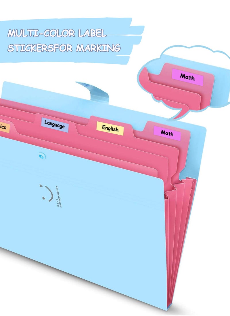 Expanding File Folder, 5 Pockets A4 Letter Size Accordion Folders , Folder Organizer for School and Office Organization