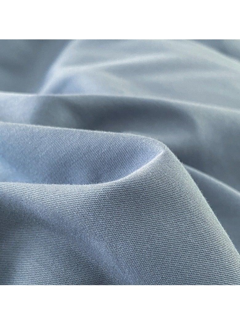 AROAQ Bed Cover Set, Soft Luxurious Pure Bedsheet Set, Long-staple Cotton Simple Solid Color Bed Sheet Quilt Cover Bedding Twill Cotton Set, ( blue, 1.8m fitted sheet set of four)  - Image 3