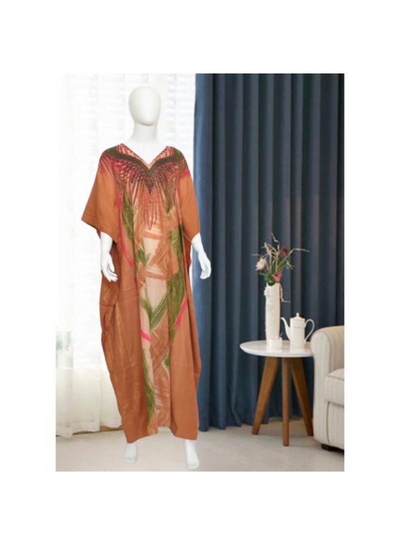 ZAYOSHE Summer Printed Kaftan Brown 