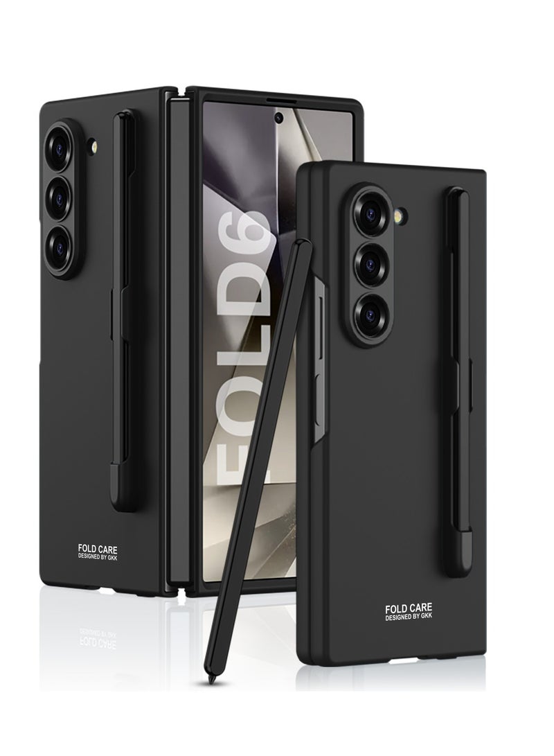 LEEKA Samsung Galaxy Z Fold 6 Ultra Thin Protective Case with Built-in S Pen Holder, Anti-Scratch PC Back Cover, and Tempered Glass Screen Protector - Slim Fit Design - Black - Image 1