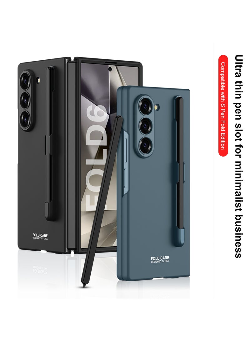 LEEKA Samsung Galaxy Z Fold 6 Ultra Thin Protective Case with Built-in S Pen Holder, Anti-Scratch PC Back Cover, and Tempered Glass Screen Protector - Slim Fit Design - Black - Image 2