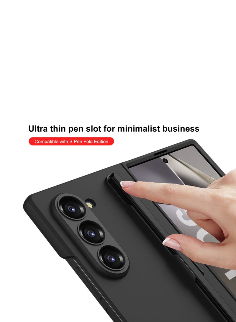 LEEKA Samsung Galaxy Z Fold 6 Ultra Thin Protective Case with Built-in S Pen Holder, Anti-Scratch PC Back Cover, and Tempered Glass Screen Protector - Slim Fit Design - Black - Image 5