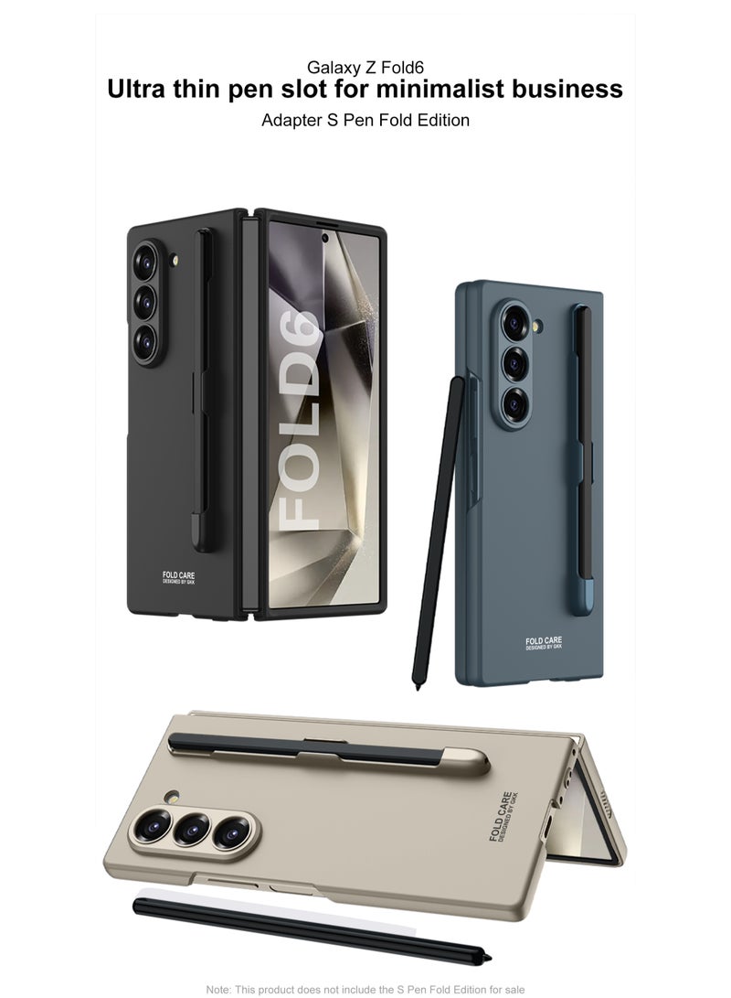 LEEKA Samsung Galaxy Z Fold 6 Ultra Thin Protective Case with Built-in S Pen Holder, Anti-Scratch PC Back Cover, and Tempered Glass Screen Protector - Slim Fit Design - Black - Image 3