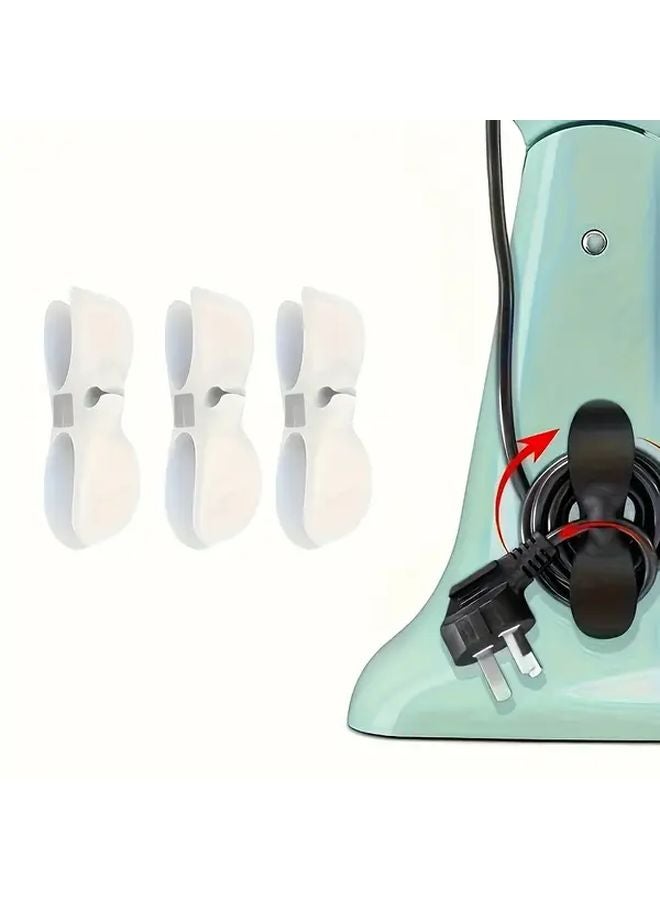 6pcs White Power Cord Organizer Wall Sticker Fixing Clip Kitchen Storage Household Appliances Cable Winder - Image 1