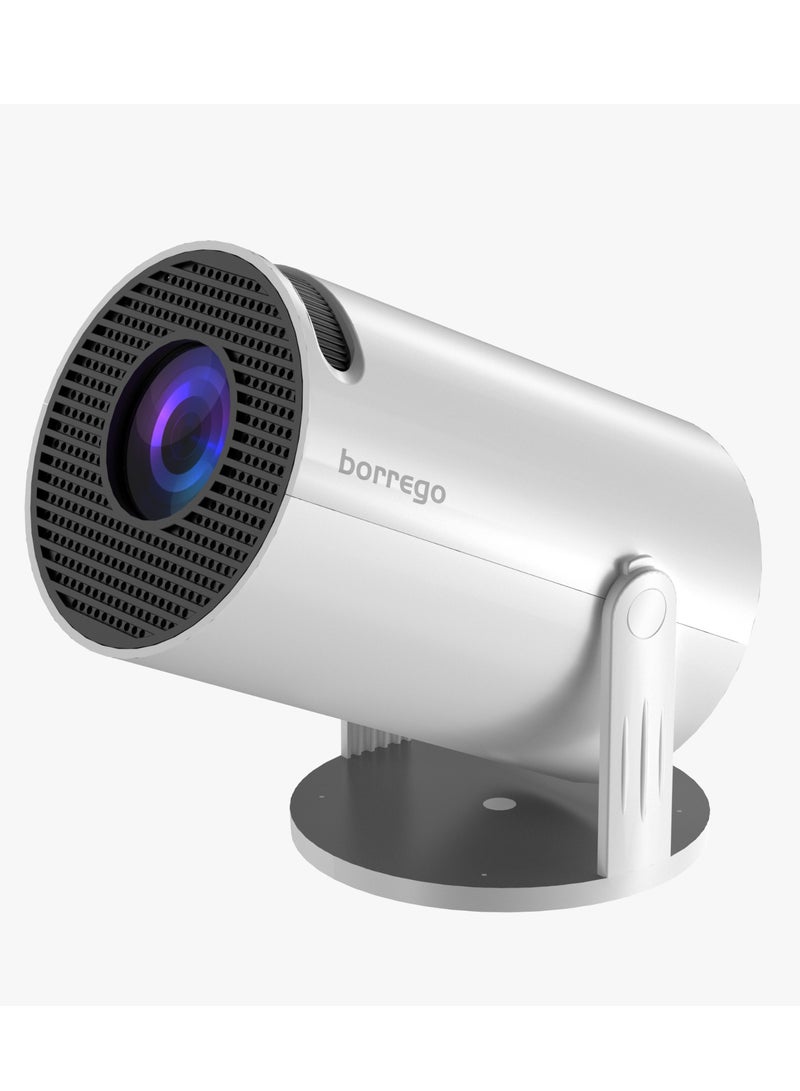 borrego Smart 2 Hi-Fi Speaker LCD Projector - Support HD 1080P/4K - 280 ANSI Lumen - Smart Projector with Wifi 2.4G/5G and Bluetooth 5.0 - Android 11 - Portable Mobile Home Theater - Suitable for Games, Office, Movies-White  - Image 1