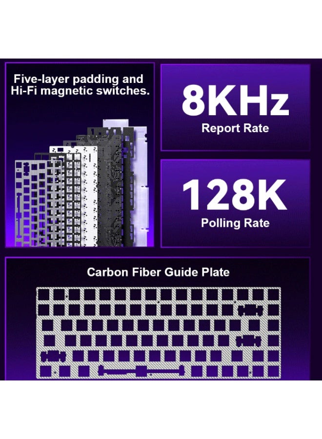 AULA Aula Hero 84 HE - 75% Mechanical Gaming Keyboard Wired, Magnetic Switches Hot Swappable Hall Effect Keyboard, Rapid Trigger Mode 8000Hz Polling Rate, RGB Neon Light Box, Gamers Keyboards for PC/Mac (Purple-Jade Emperor Axis)  - Image 2