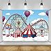 AWERT 6x36ft Happy Birthday Banner Amusement Park Clouds Circus Tent Hot Air Balloon Roller Coaster Sign Poster for Children Bday Decoration Supplies Birthday Party Background - Image 3