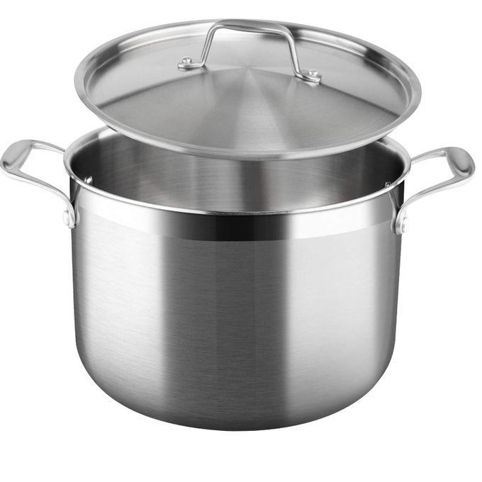 WHOLECLAD TRIPLY STAINLESS STEEL STOCKPOT WITH LID 8 QUART KITCHEN INDUCTION COOKWARE