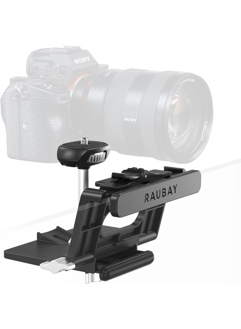 RAUBAY CM02 Monitor Top Camera Mount (Upgraded Version) – Hanging Webcam Clamp, Fits Curved Monitors Up To 1.4", 1/4" Screw Mount, For Live Stream, Video Conferencing & Content Creation. - Image 1