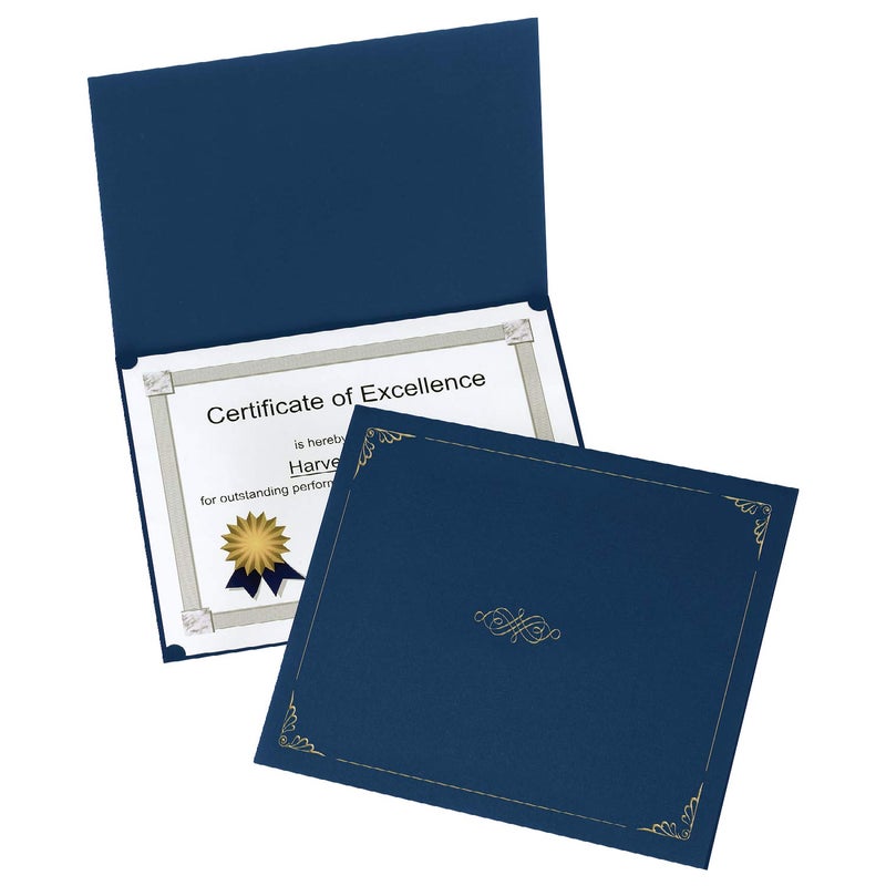Oxford Certificate Holders, Diploma Covers for Letter Size 8.5x11 Certificates, Cardstock, Dark Blue, Letter Size, 25 per Pack (299235) - Image 1
