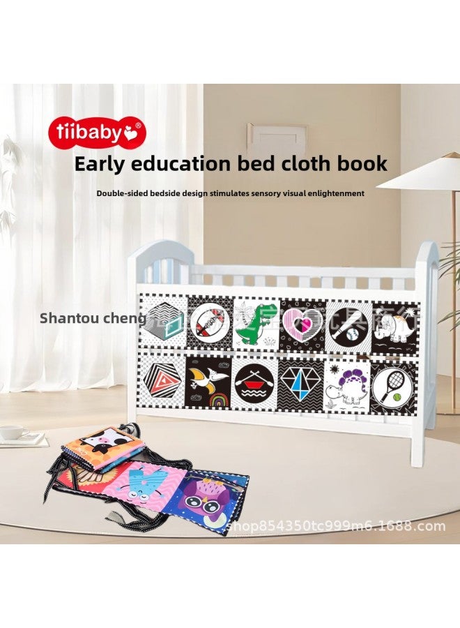 Black And White Cloth Book Bed Circumference Pendant Baby Cloth Book Early Education Educational Double-sided Color Cognitive Shape Animal Baby Toys-Color:【66547-1】  - Image 2