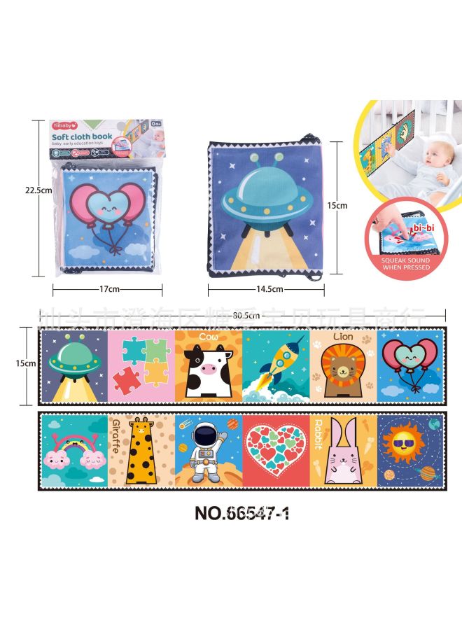 Black And White Cloth Book Bed Circumference Pendant Baby Cloth Book Early Education Educational Double-sided Color Cognitive Shape Animal Baby Toys-Color:【66547-1】  - Image 1