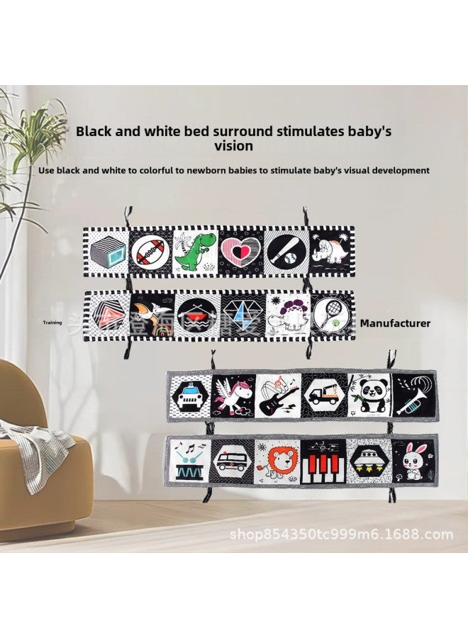 Black And White Cloth Book Bed Circumference Pendant Baby Cloth Book Early Education Educational Double-sided Color Cognitive Shape Animal Baby Toys-Color:【66547-1】  - Image 3