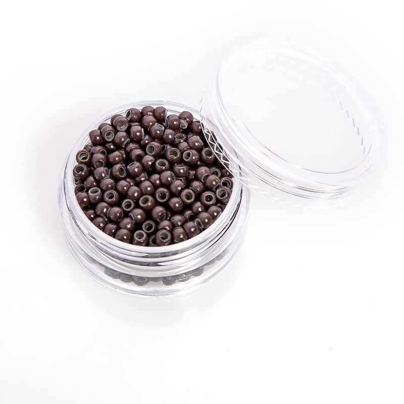coloryoung 500 PCS Hair Extension Beads Micro Link Silicone Beads for I Tip Human Hair Extensions 3.0x1.8x2.2 mm(Brown) - Image 3