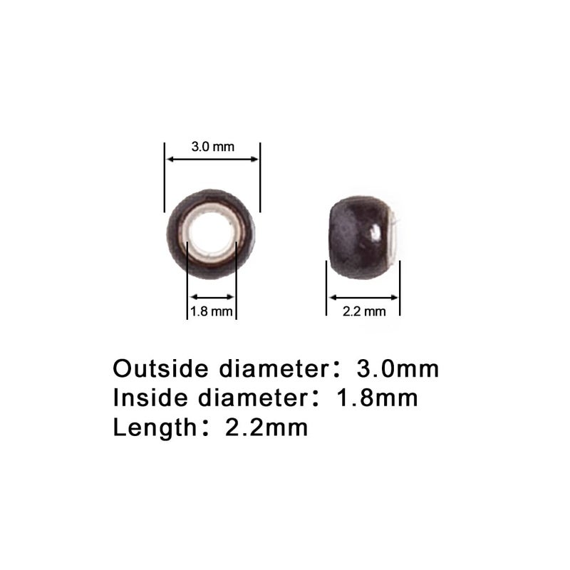 coloryoung 500 PCS Hair Extension Beads Micro Link Silicone Beads for I Tip Human Hair Extensions 3.0x1.8x2.2 mm(Brown) - Image 2