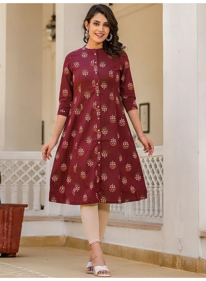 AKS Maroon Button Down A-Line Kurta