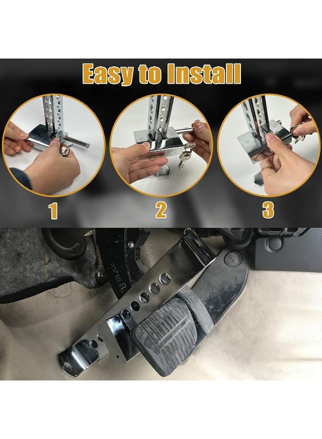 FLK Tech Car Lock Stainless Steel Clutch Lock Accelerator Lock Anti-Theft Device with 3 Keys - Image 5