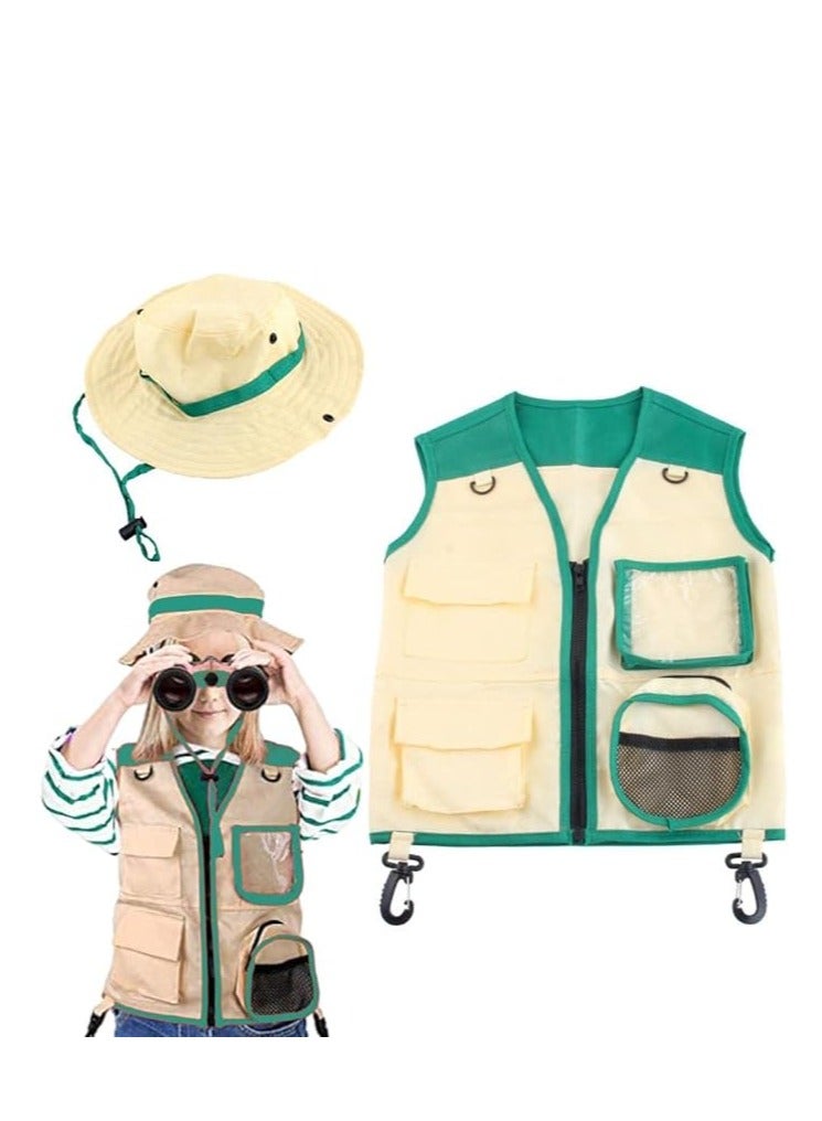 general Outdoor Explorer Sets for Kids, Vest & Hat Sets, Explorer Kits, Insect Explorer Cosplay Role Play, Zookeeper Park Ranger - Image 1