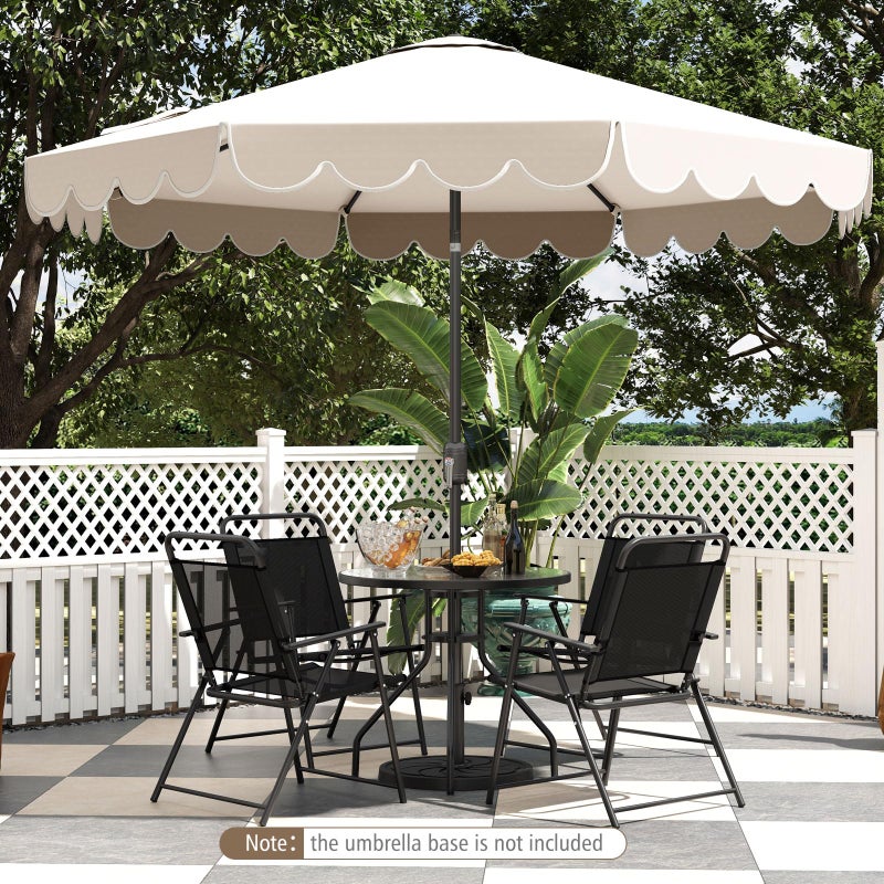 Tangkula 10 FT Patio Umbrella, 2-Tiers Scalloped Outdoor Table Market Umbrella with Tilt Adjustment, Crank, 8 Sturdy Ribs for Pool, Deck, Backyard (Beige) - Image 2