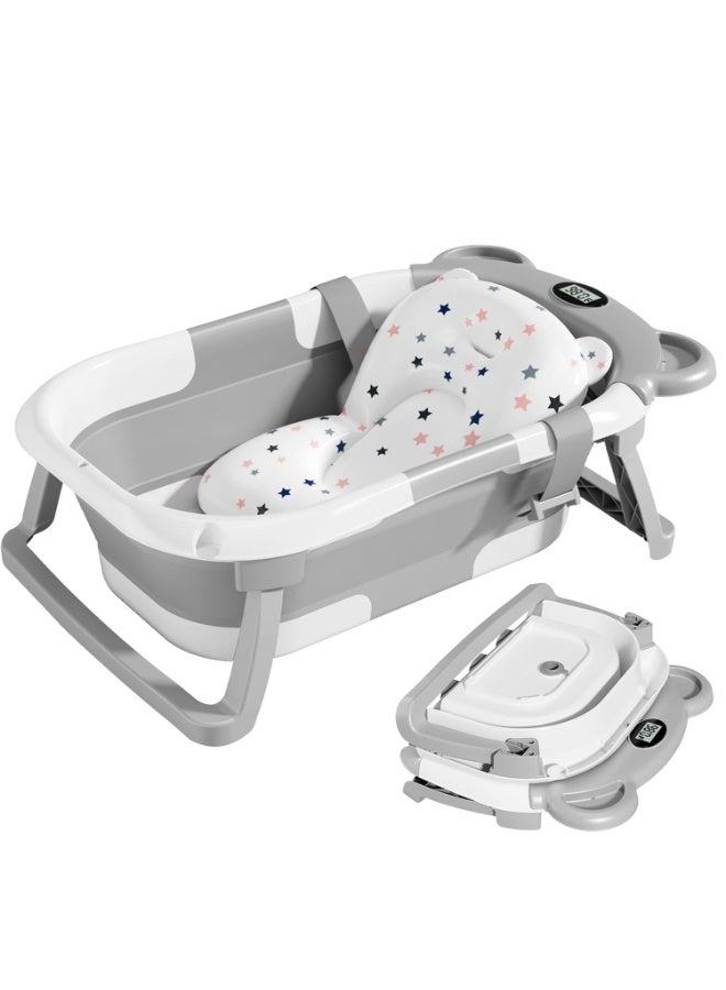 Collapsible Baby Bathtub, Baby Bath Tub with Soft Cushion  Real-Time Thermometer, Baby Bathtub Infant to Toddler Tub (0-36 Months), Portable Newborn Travel Bath tub - Image 1