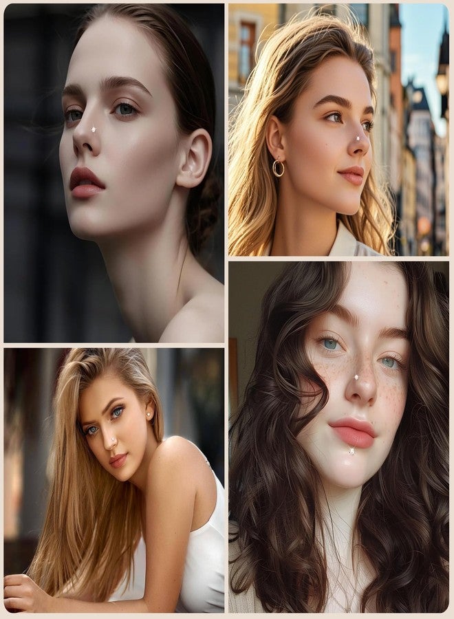 Fzroezz 6Pcs Nose Studs Nose Piercings Nose Rings Studs Nose Stud Nose Piercing Jewelry Nose Rings for Women Surgical Steel Nose Ring Gold 20G L Shaped Nose Jewelry 20 Gauge Stainless Steel Gold Nose Piercing Nose Piercings Stud 3mm Diamond CZ - Image 5