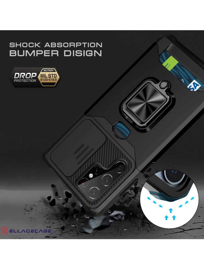 ELLAGECASE Impact-Resistant Case with Card Slot, Stand & Solid Camera Protection for Samsung Galaxy S24 Ultra – Includes Hidden Metal Plate - Image 2