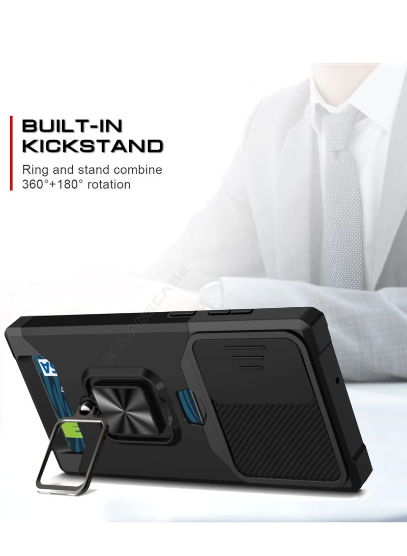 ELLAGECASE Impact-Resistant Case with Card Slot, Stand & Solid Camera Protection for Samsung Galaxy S24 Ultra – Includes Hidden Metal Plate - Image 4