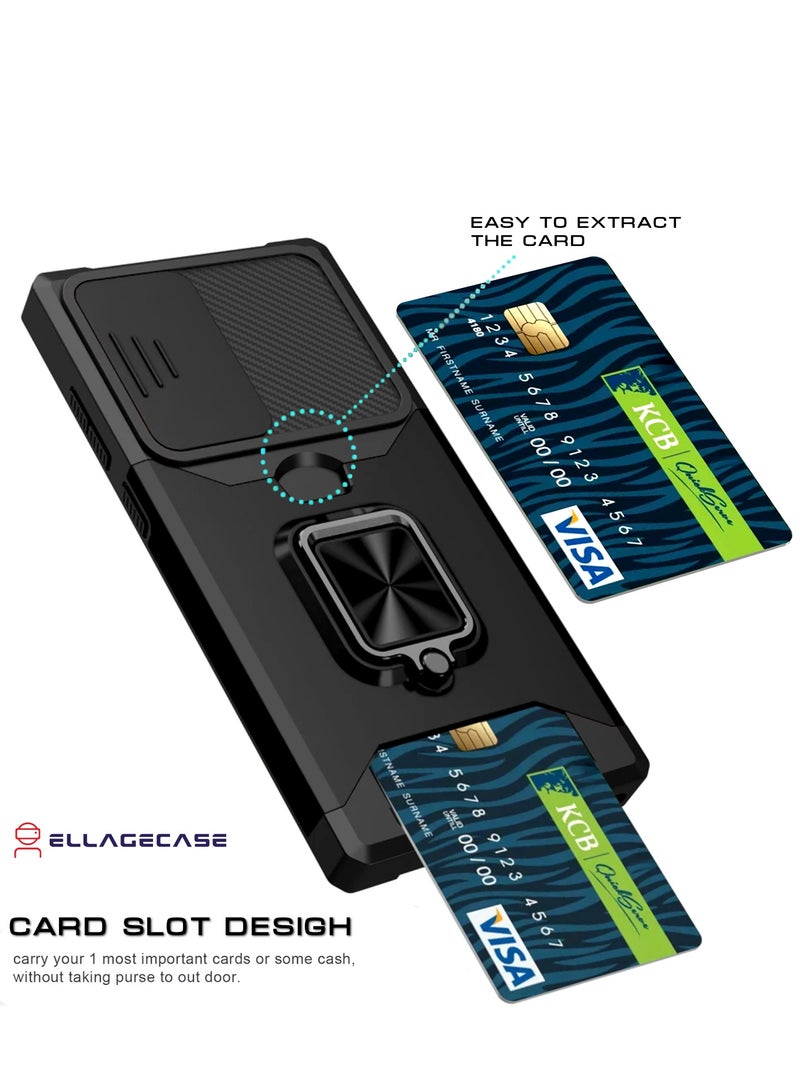 ELLAGECASE Impact-Resistant Case with Card Slot, Stand & Solid Camera Protection for Samsung Galaxy S24 Ultra – Includes Hidden Metal Plate - Image 5