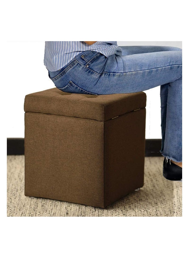 LINGWEI Ottoman Foldable Storage Stool Small Coffee Table Foot Rest Stool Toy Box Cotton and Linen Clothing Box Stool Chair Sit Bench - Image 2