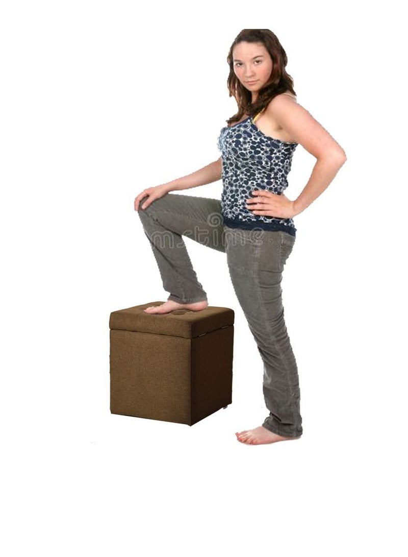 LINGWEI Ottoman Foldable Storage Stool Small Coffee Table Foot Rest Stool Toy Box Cotton and Linen Clothing Box Stool Chair Sit Bench - Image 3